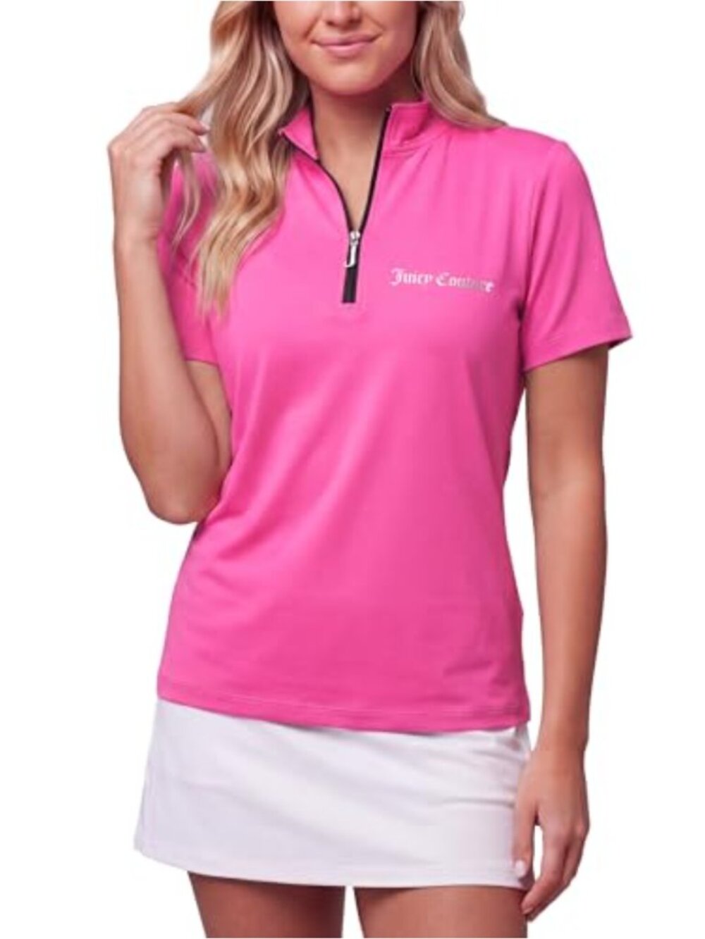 Women's Mock Neck Half Zip Dry Fit Golf Polo Short Sleeve Athletic Top